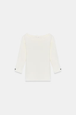 RIBBED T-SHIRT WITH BUTTON - Zara фото 5