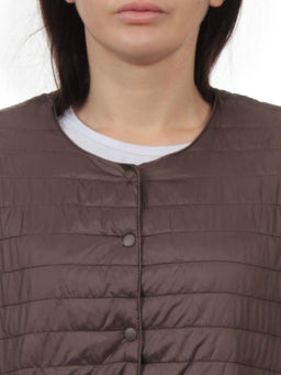 K-527 DK. BROWN Куртка демисезонная стеганая женская (70 гр. холлофайбер) - Fashion фото 4