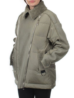 902 GRAY/GREEN Куртка зимняя облегченная женская (холлоффайбер 150 гр., искусственная дубленка) - Fashion фото 7