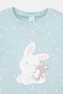 Crockid _ К 1621/голубой,цветочные снежинки пижама дет