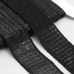 Лента декоративная с квадратными пайетками, 2.5 см, 9±0.5 м, чёрная