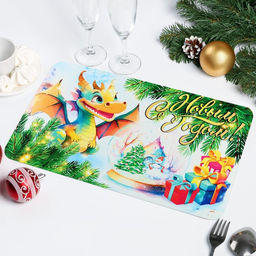 Цена за 3 шт. Салфетка новогодняя на стол С Новым Годом! 2024 год, символ года - Дарим красиво фото 2