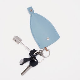 Ключница карманная с кольцом, размер 11.5×7.5×0.3 см, голубая