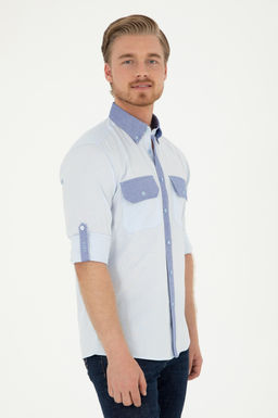 U. S. Polo Assn / Мужская голубая рубашка с длинным рукавом