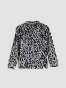 G?mlek Yaka Leopar Desenli Kad?n Pijama ?st?