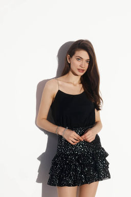 Мини-юбка с каскадными оборками