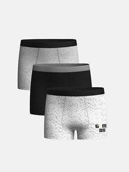 Bask?l? Erkek ?ocuk Boxer 3l?