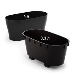 Горшок цветочный "Лея" 4л овальный двойной (с автополивом) (графитовый) М8898