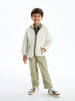 Kap??onlu Pel?? Erkek ?ocuk Fermuarl? Sweatshirt