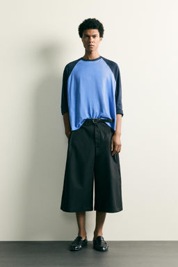 PANTAL?N CULOTTE RELAXED FIT PLIEGUES LATERALES / Negro