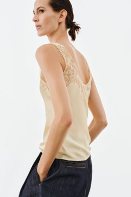 TOP SATINADO ENCAJE ZW COLLECTION / Amarillo - Zara фото 2