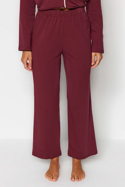 Trendyolmilla Koyu Ten Pamuklu Biye Detayl? Gomlek-Pantolon Orme Pijama Tak?m? THMAW24PT00025  фото 8