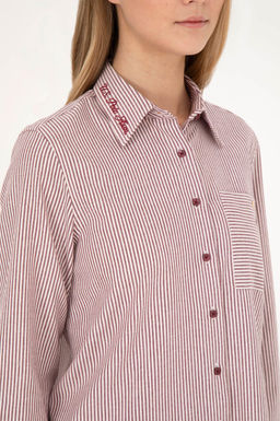 Женская бордовая рубашка с длинным рукавом Неожиданная скидка в корзине - U.s. polo assn фото 7