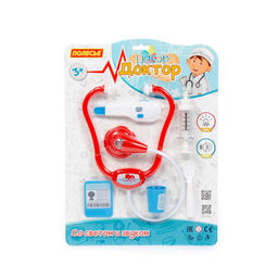 Игр. набор "Доктор" №24, 5 предм., + стетоскоп со светом и звуком (91844) в блистере 36,5*27см, Полесье