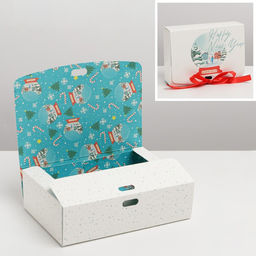 Коробка складная двухсторонняя Шар со снегом, 16.5 12.5 5 см