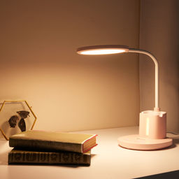 ULM-D150 15W/3000-6500K/DIM PINK Светильник настольный светодиодный с подставкой под телефон и канцелярские принадлежности. С ночной подсветкой. Сенсорный выключатель. Диммер. Розовый. TM Uniel