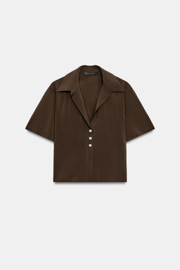 CAMISA FLUIDA MANGA CORTA / Marr?n chocolate - Zara фото 5