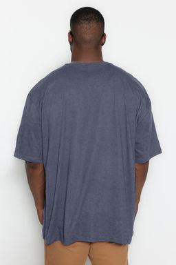 Buyuk Beden Antrasit Oversize/Genis Kesim %100 Pamuklu T-Shirt TMNSS23TS00139