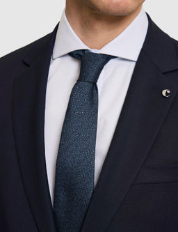Lacivert Slim Fit Mono Yaka Y_n Kar___ml_ Tak_m Elbise