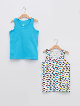 Bisiklet Yaka Pamuklu Erkek ?ocuk Atlet 2li