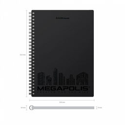 Цена за 1 шт. Тетрадь общая с пластиковой обложкой на спирали ErichKrause MEGAPOLIS®, черный, А5, 80 листов, клетка, микроперфорация  фото 5
