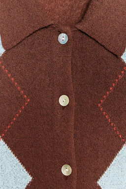 DIAMOND PATTERN KNIT POLO TOP - Zara фото 7