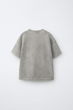 CAMISETA EFECTO LAVADO GRAFFITI / Gris