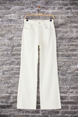 Beyaz Dokulu Yuksek Bel Wide Leg Jeans TWOSS25JE00043 - Trendyolmilla фото 6