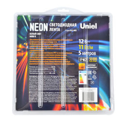 ULS-N03-2835-100LED/m-8mm-IP67-DC12V-11W/m-5M-4000K Светодиодная гибкая герметичная лента. NEON. Катушка 5м. в блистере. Белый свет (4000К). ТМ Uniel