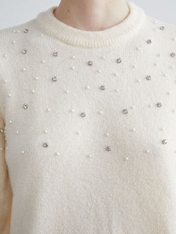 Bisiklet Yaka Ta?l? Kad?n Triko Kazak