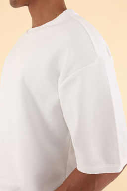 TRENDYOL MAN Beyaz Unisex Boxy/Kare Kesim Kal?n Premium T-Shirt TMNSS25TS00080 - Trendyolmilla фото 4