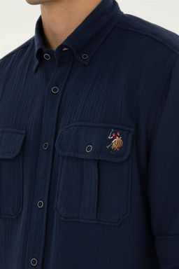 U. S. Polo Assn / Мужская темно-синяя рубашка с длинным рукавом - U.s. polo assn фото 7