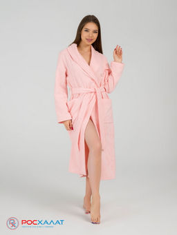 Женский махровый халат с шалькой розовый МЗ-02 (7)
