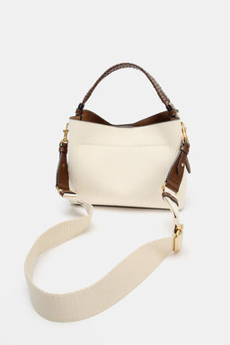 BOLSO CANVAS ASA TRENZADA / Beige claro - Zara фото 4