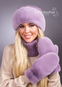 Комплект Ника трикотаж экомех клевер, манишка, варежки