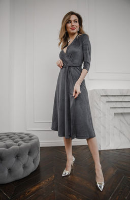 Платье из замши мокрый асфальт - Donna saggia фото 3