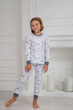 Пижама детская из интерлока Потешка котик темно серый - Амадэль фото 9
