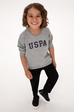 Erkek _ocuk Gri Melanj Bisiklet Yaka Basic Sweatshirt Sepette S_rpriz _ndirim - U.s. polo assn фото 5