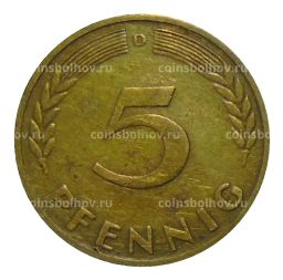 Монета 5 пфеннигов 1949 года D Германия