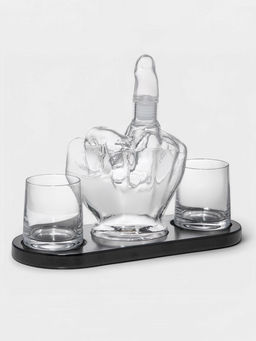 Мини-Бар Средний палец, 1 л, 2 бокала, на подставке, стекло, дерево - Simaland фото 2