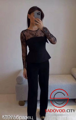 Блузка комбинированная (бархат+кружево)