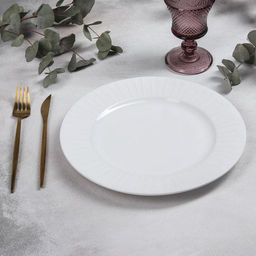 Тарелка фарфоровая обеденная GOURMET, d=26,3 см, цвет белый