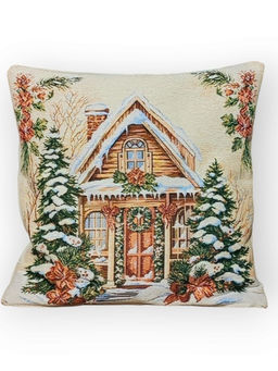 Новогодний домик - гобеленовая наволочка