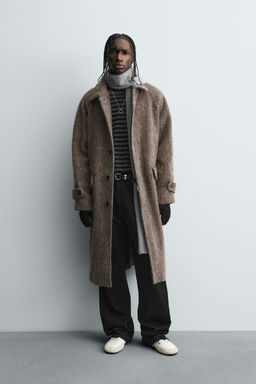 COAT WITH FAUX FUR WOOL BLEND