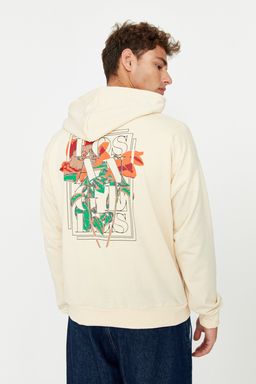 Tas Oversize/Genis Kesim Kapusonlu Cicek Bask?l? Sardonsuz Sweatshirt TMNAW22SW0155