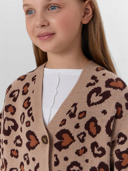 Кардиган для девочек с леопардовым принтом