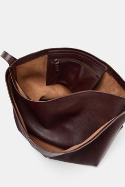 DOUBLE COMPARTMENT LEATHER BUCKET BAG - Zara фото 13