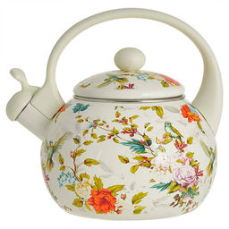 Чайник эмалированный со свистком 2,5 л, "Цветы" EM-1340 /DELTA/