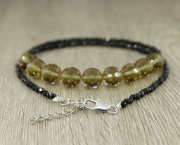 Султанит "Баланс", круглые гранёные 10 мм, бусы 47...52см