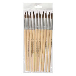 Цена за 10 шт. Кисть пони № 11, круглая, ручка дерево (международный размер)